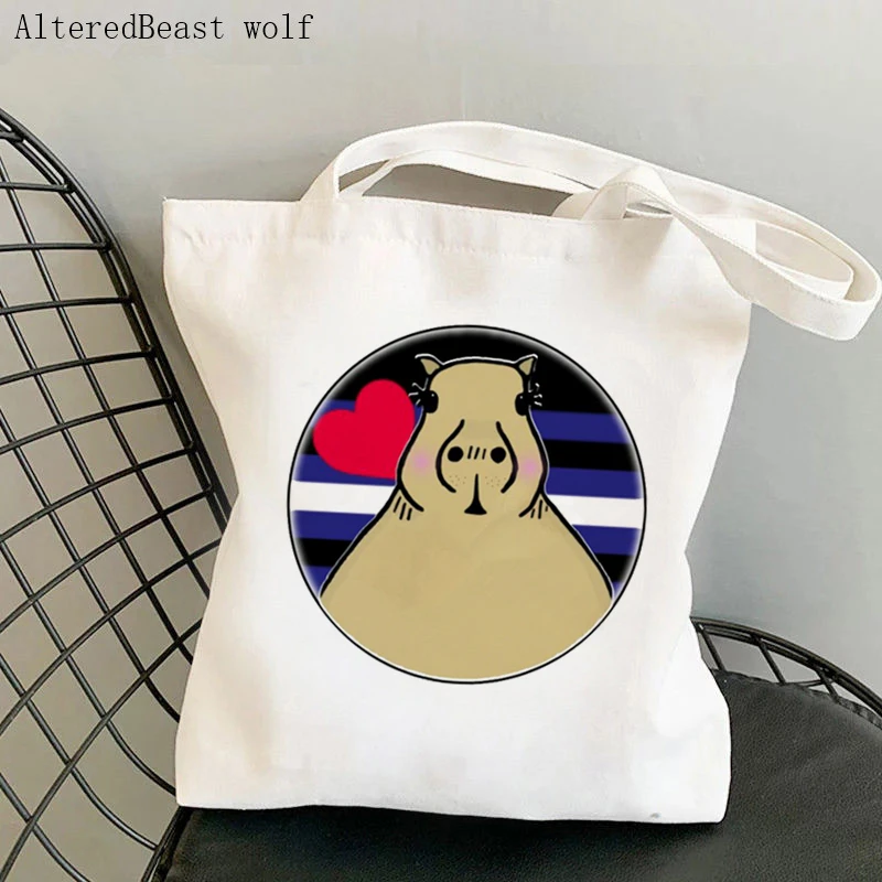 

Women Shopper bag Cute Capybara In Leather Pride LGBT Bag Harajuku Shopping Canvas Shopper Bag girl handbag Shoulder Lady Bag