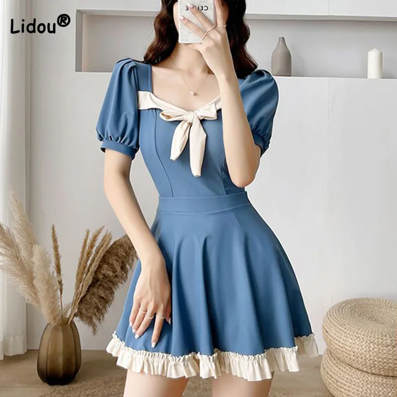 Conjoined Body Bikinis Suit With Chest Pad Without Steel Support Bandage Bow Short Sleeve Solid Casual Two Piece Set Swimwears
Conjoined Body Bikinis Suit With Chest Pad Without Steel Support Bandage Bow Short Sleeve Solid Casual Two Piece Set Swimwears