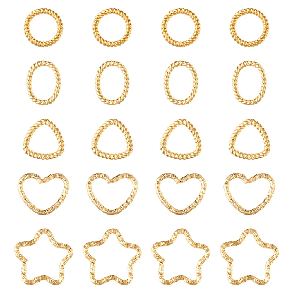 

24Pcs Real 18K Gold Plated Alloy Links Twist Star/Heart/Triangle Connector Linking Ring For Jewelry Making DIY Earring Craft