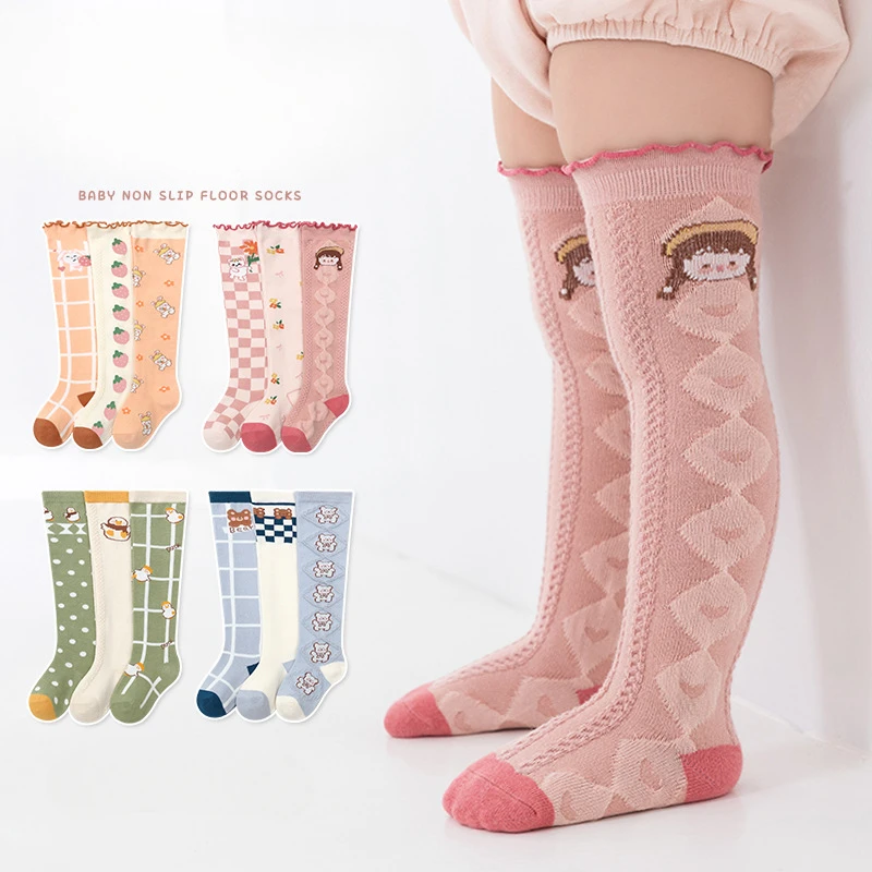 

Корейская версия высокие носки принцессы Длинные носки для маленьких мальчиков и девочек три пары деревянных кружевных носков до колена с ушками