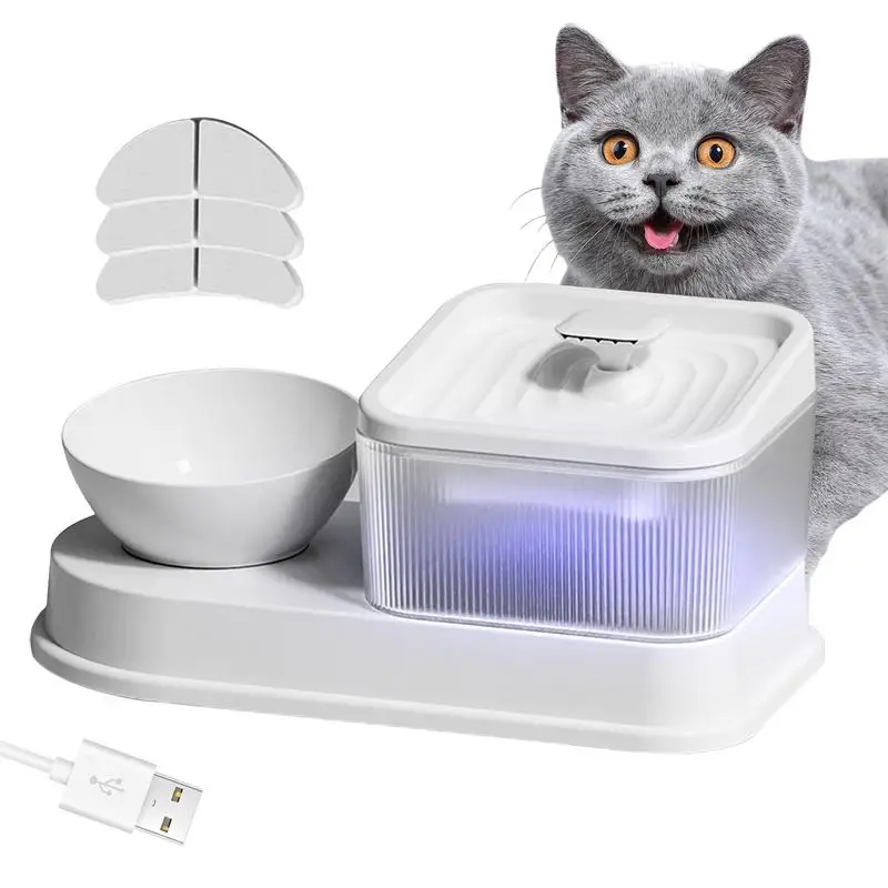 

2-in-1 Cat Fountain Water Bowl Sturdy Pet Water Fountain Super Quiet With Filter Electric Water Drinking Fountain For Cats Dogs