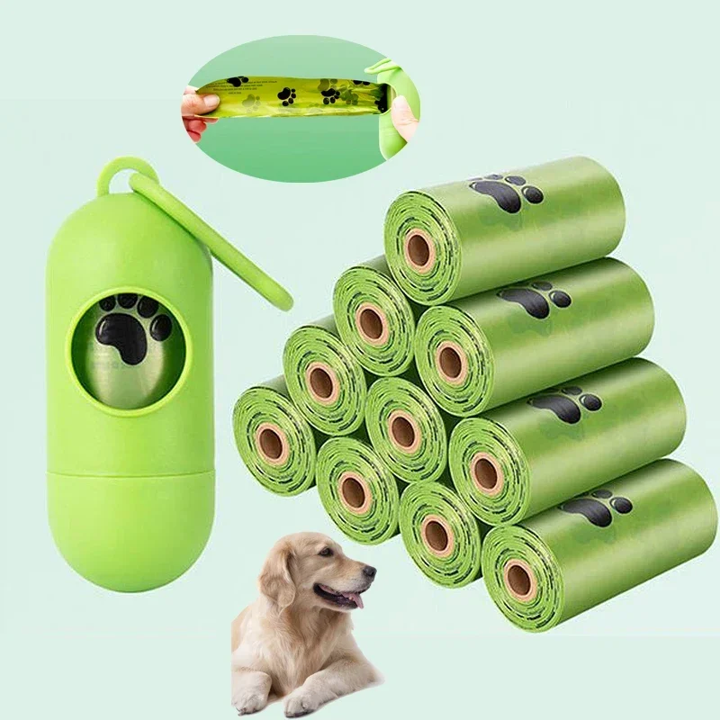 

1-5Rolls 15pcs Dog Poop Bags Dispenser Holder Disposable Outdoor Walking Waste Bag Puppy Cat Pet Clean Paw Garbage Acessorios