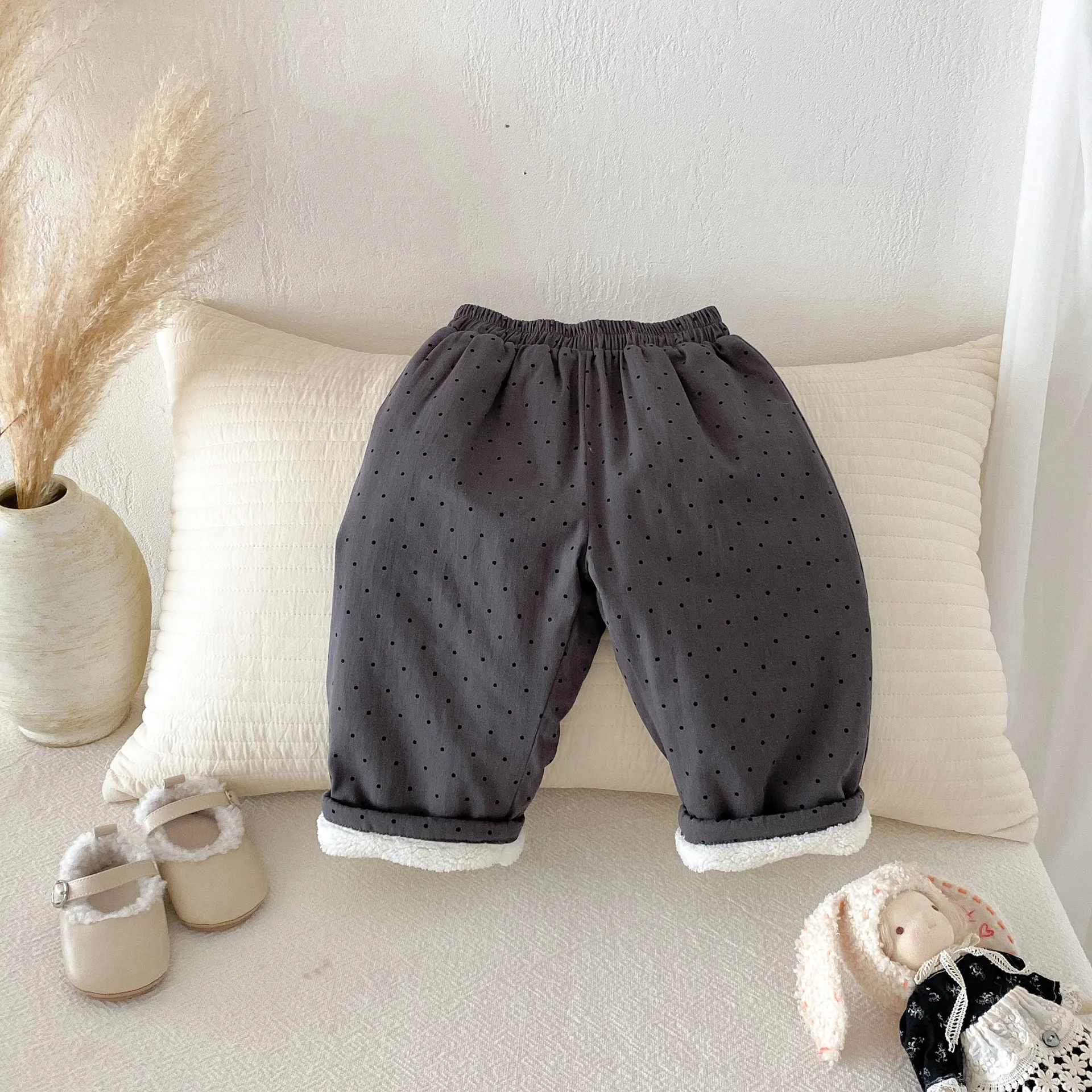 2025 Winter New Children Casual Pants Plus Velvet Thick Girls Dot Print Trousers Baby Boy Fleece Harem Pants Kids Warm Clothes 29 S42678b1e0d9a45f8b38a9c630ddfa5adQ