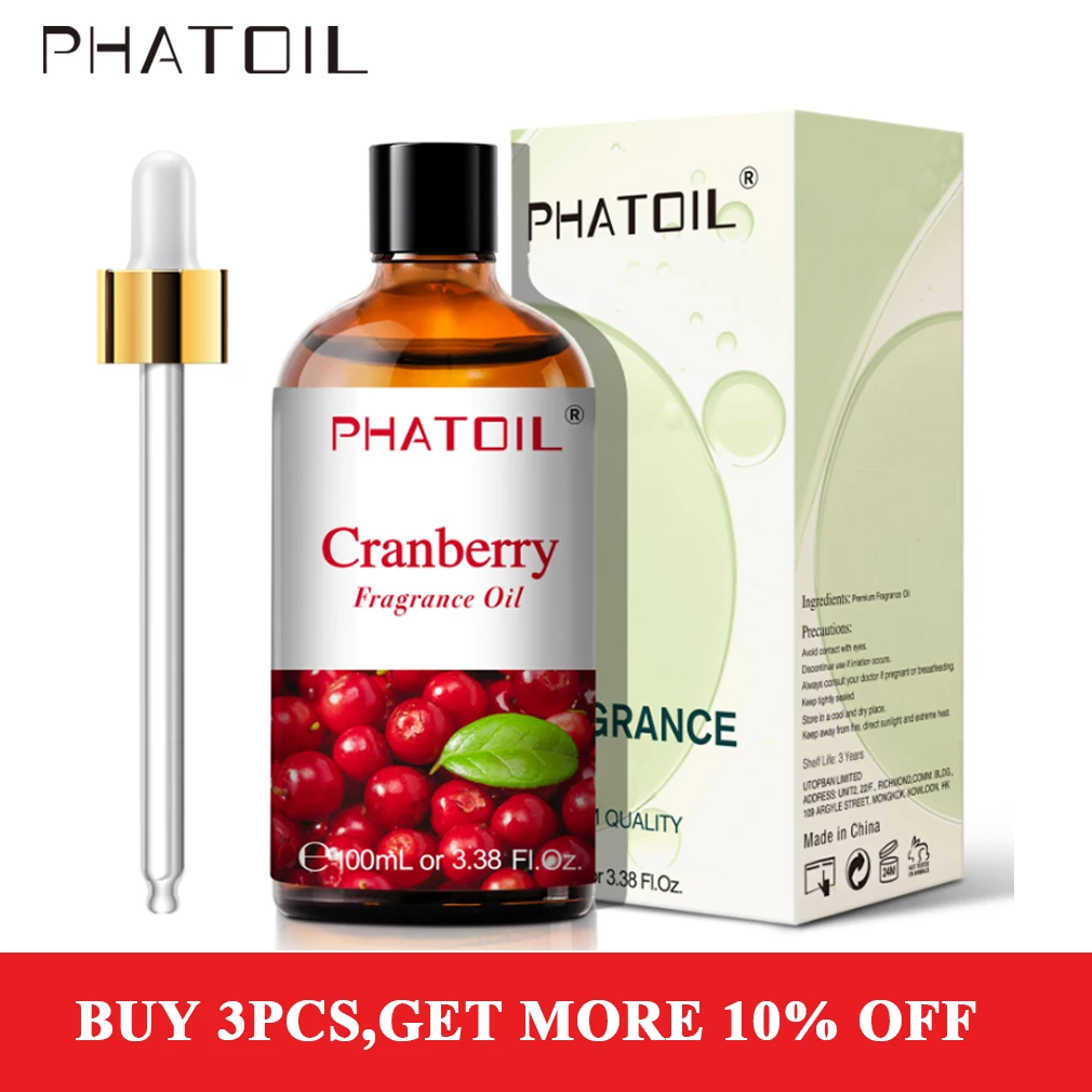 

Phatoil Cranberry Fragrance Oil 100ML Essential Oil for Candle Soap Making Blueberry Cucumber Melon Green Apple Coconut Vanilla