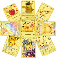 

Newest Pokemon Metal Card Pikachu Fire-breathing Dragon Battle Game Collection Vamx Gx Ex Children's Toys Birthday Gift Hot Sale