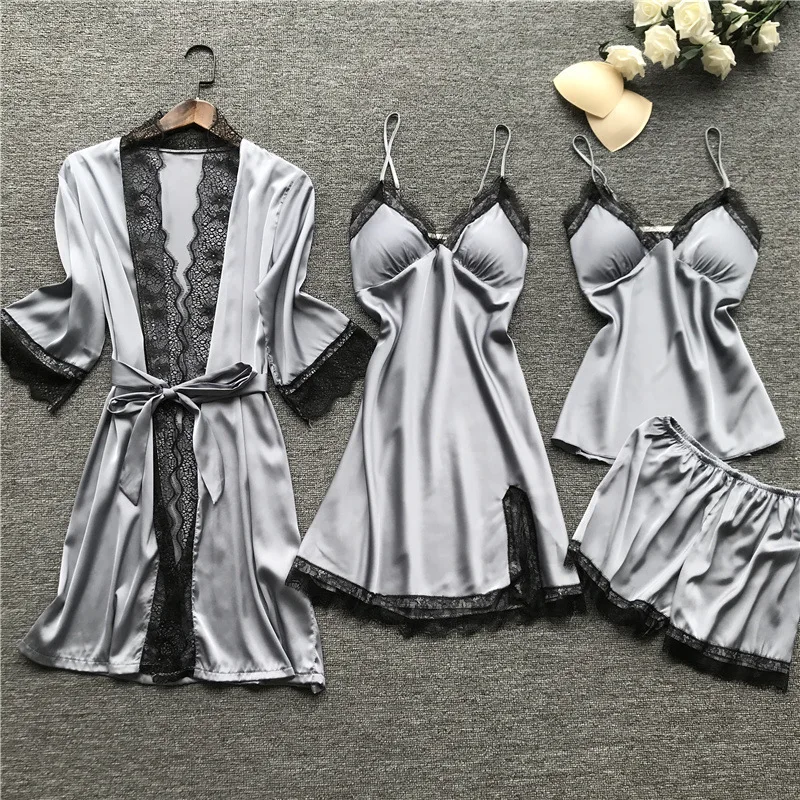 Long Sleeve Womens Pajamas Sexy Lace Lingerie Nightwear Underwear Sleepwear 4Pc Suit Pajama Sets for Women Pijama Mujer
Long Sleeve Womens Pajamas Sexy Lace Lingerie Nightwear Underwear Sleepwear 4Pc Suit Pajama Sets for Women Pijama Mujer