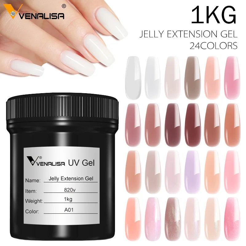 

VENALISA Jelly Gel Large Volume 1L Jelly Pink Collection Not Burning Soak Off UV LED Soft Extension Gel Nail Gel Nail Manicure