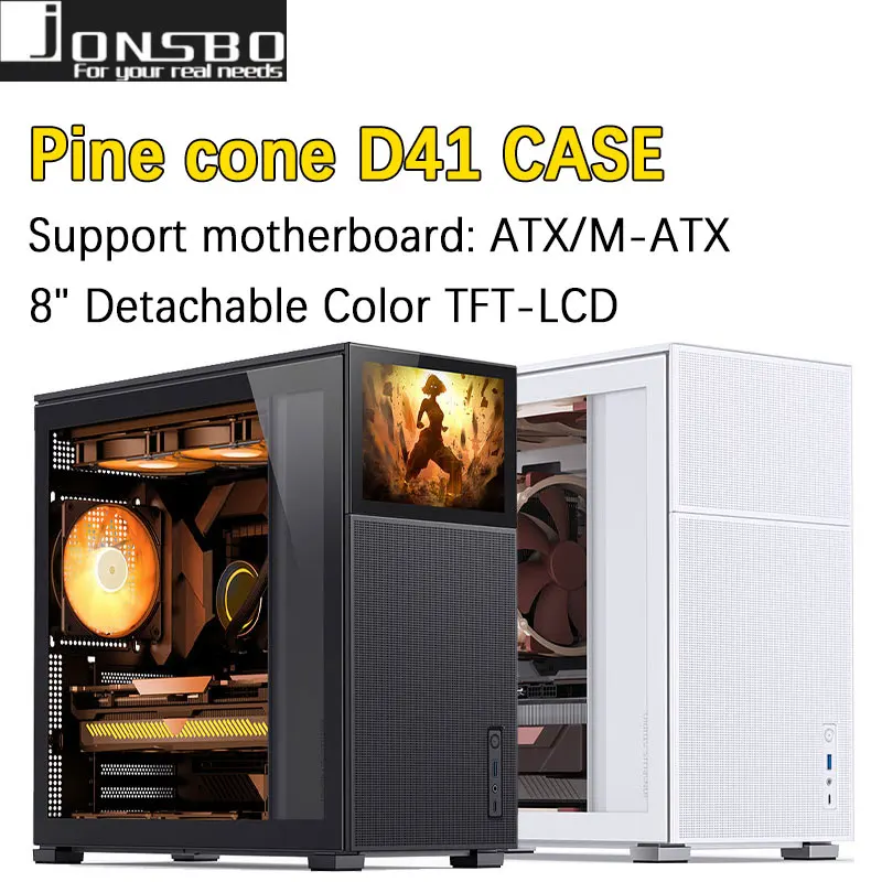 

JONSBO Pinecone D41 MESH secondary screen version white ATX case dual 360 cold row ATX power supply standard 8" secondary screen