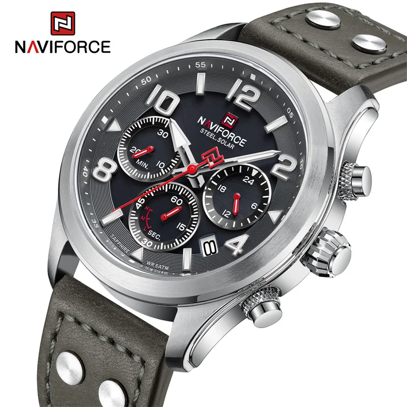 

NAVIFORCE Brand New Men's Quartz Watch Fashion Sapphire Stainless Steel 5ATM Waterproof Eco-Drive Wristwatches Relogio Masculino