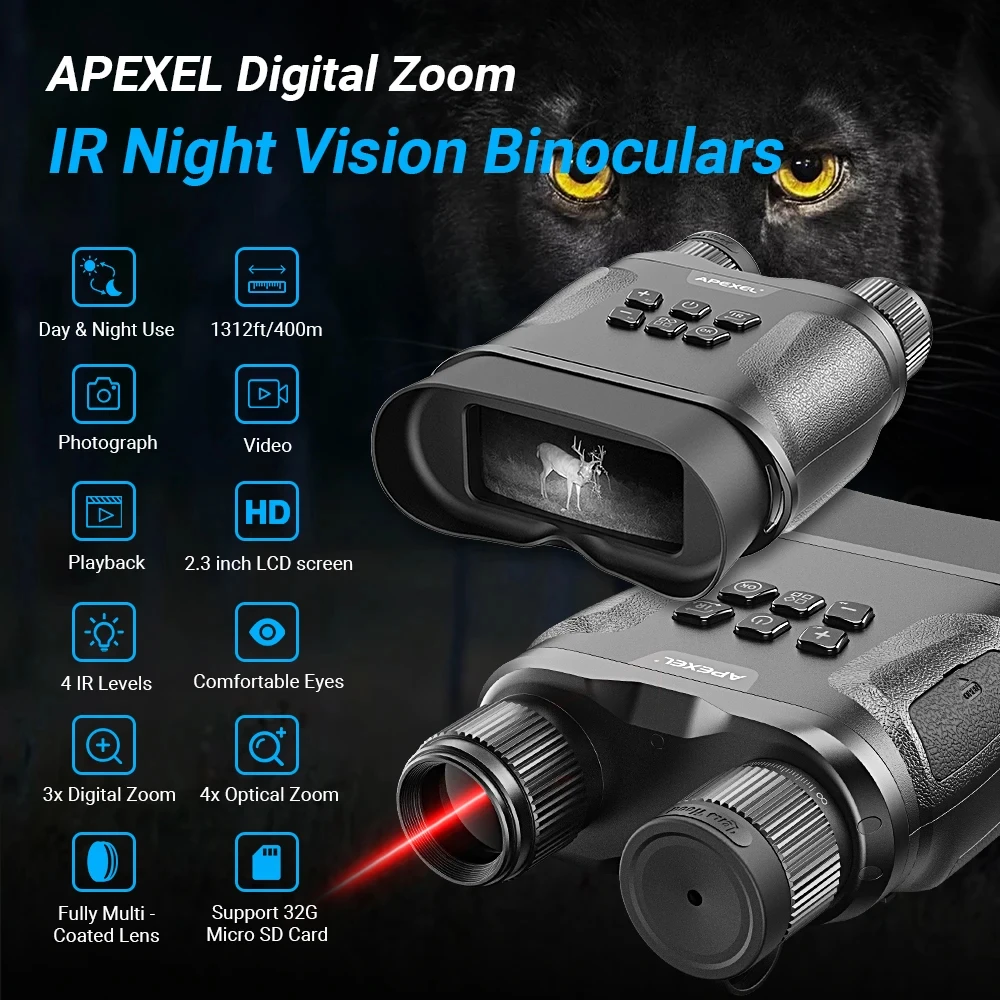 Бинокль ночного видения APEXEL, цифровой HD бинокль с дальним радиусом действия, для охоты
Бинокль ночного видения APEXEL, цифровой HD бинокль с дальним радиусом действия, для охоты