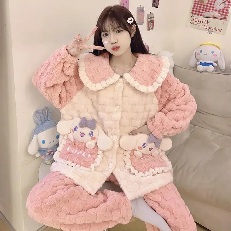 Kawaii Sanrio Cinnamoroll My Melody Kuromi Cute Anime Autumn Winter Thickened Plush Pajama Set Home Creative Anime Girl Gift
Kawaii Sanrio Cinnamoroll My Melody Kuromi Cute Anime Autumn Winter Thickened Plush Pajama Set Home Creative Anime Girl Gift