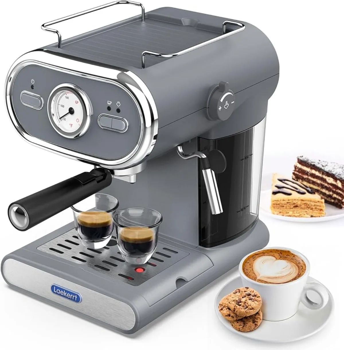 

Espresso Machine w/ Visible Thermometer, 20 Bar Pump Pressure Coffee Machine w/ Milk Frother Steam Wand, 1100W | USA | NEW