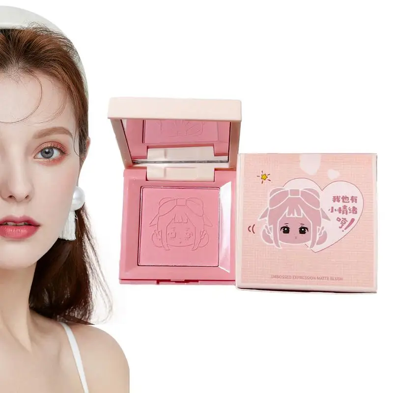 

Powder Blush Cream Blush For Cheeks Matte 4-in-1 Palette Cute Girl Emoticon Lightweight And Blendable Face Blushes Creamy &