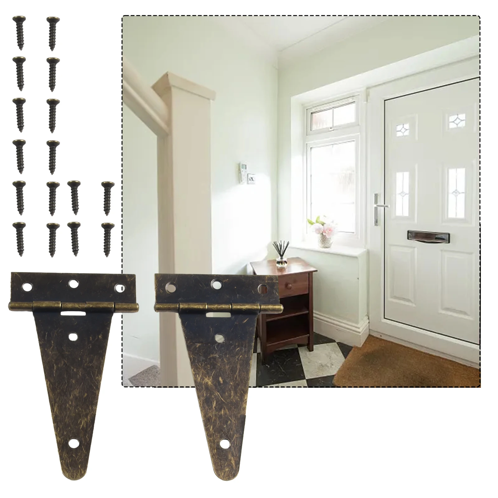 2pcs Heavy Duty Bronze Flat T Hinge With Screws For Barn Gates Wooden Box Cabinet Door Hinge Household Hardware Accessories
2pcs Heavy Duty Bronze Flat T Hinge With Screws For Barn Gates Wooden Box Cabinet Door Hinge Household Hardware Accessories