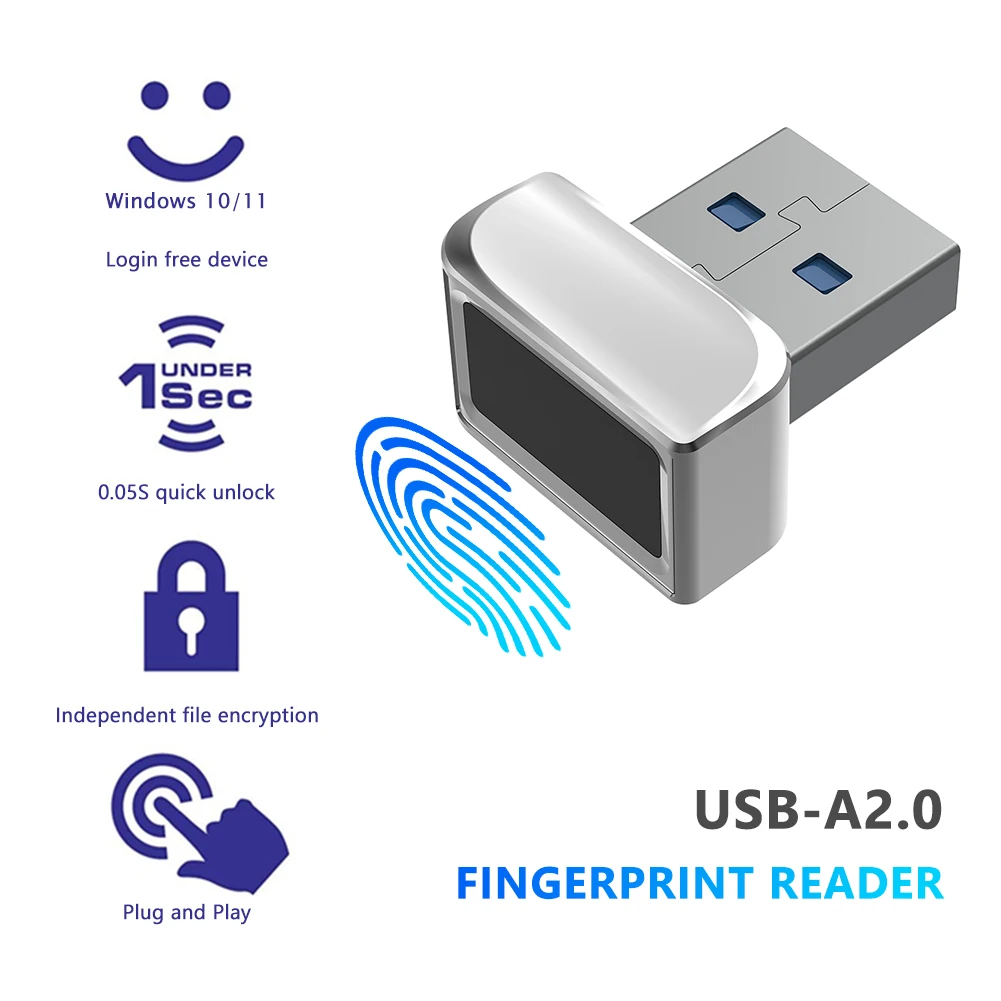 

USB Fingerprint Reader for Windows 7 8 10 11 Hello PC Notebook Lock Biometric Scanner Password-Free Login Unlock Module-U6