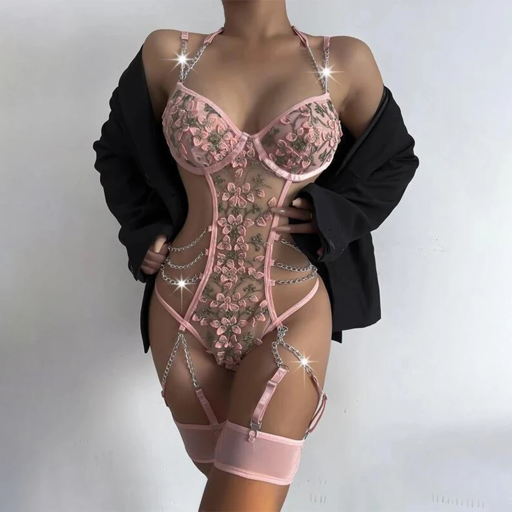 Women Transparent Sexy Lace Chain Lingerie Lace Hollow Strap Unitard Bodysuit Garter Belt Sleepwear Nightwear Club Sleepwear
Women Transparent Sexy Lace Chain Lingerie Lace Hollow Strap Unitard Bodysuit Garter Belt Sleepwear Nightwear Club Sleepwear