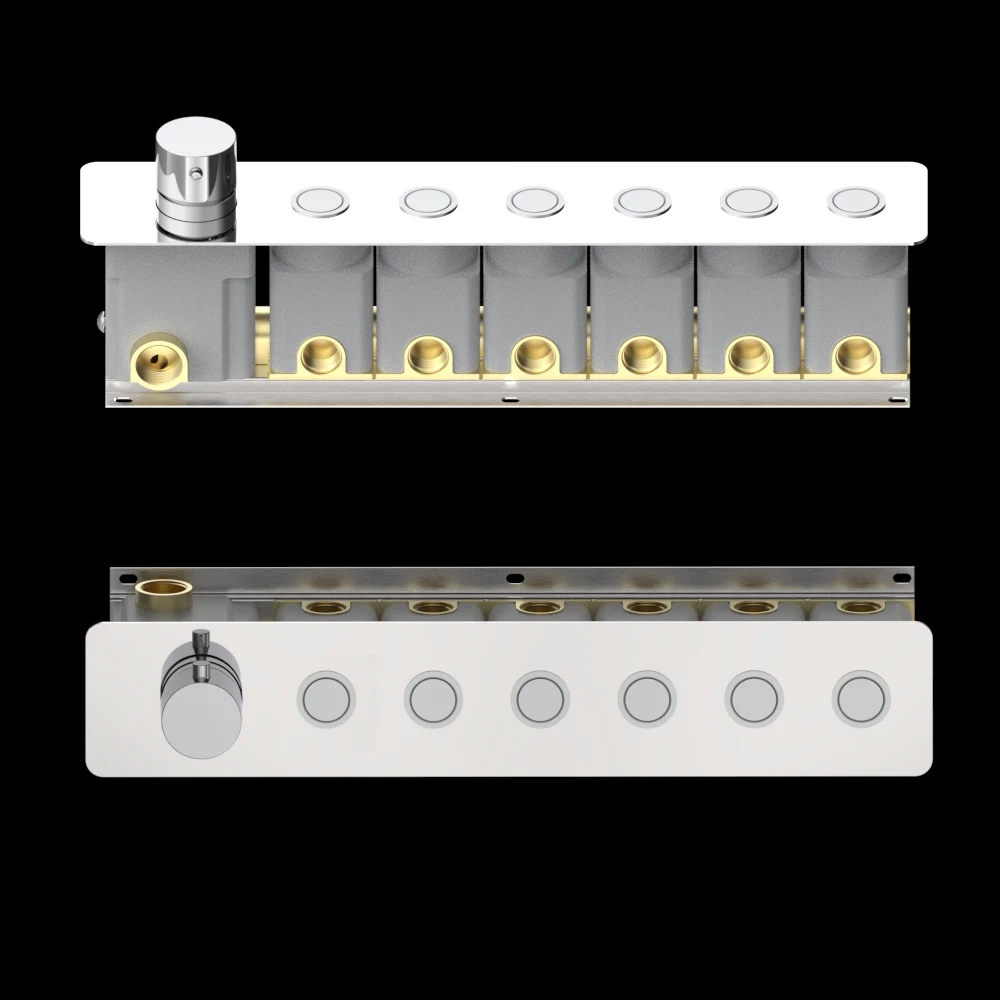 

Concealed Thermostatic Button Shower Mixer 6 Ways Valve Showers For The Bathroom Faucet Large Flow Recessed Thermostate Taps