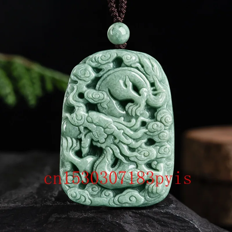 Natural Burmese Emerald Dragon Pendant Jewelry Jade Necklace Double-sided Carved Fashion Jadeite Charm Amulet Gifts for Men
Natural Burmese Emerald Dragon Pendant Jewelry Jade Necklace Double-sided Carved Fashion Jadeite Charm Amulet Gifts for Men