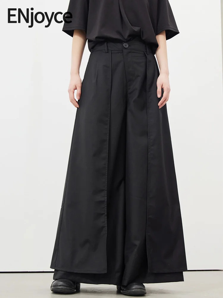 

ENjoyce Women Yamamoto Diablo Wide Leg Skirt Pants Wide Leg Baggy Pants Dark Style Loose Trousers Y2K Streetwear Spring Summer