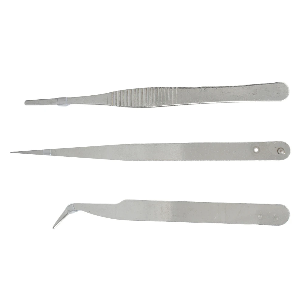 3Pcs Stainless Steel Tweezers Repair Precision Set Assembly Tool Electronic Tweezers For Technician,Repair Man,Plumber,Builder
3Pcs Stainless Steel Tweezers Repair Precision Set Assembly Tool Electronic Tweezers For Technician,Repair Man,Plumber,Builder
