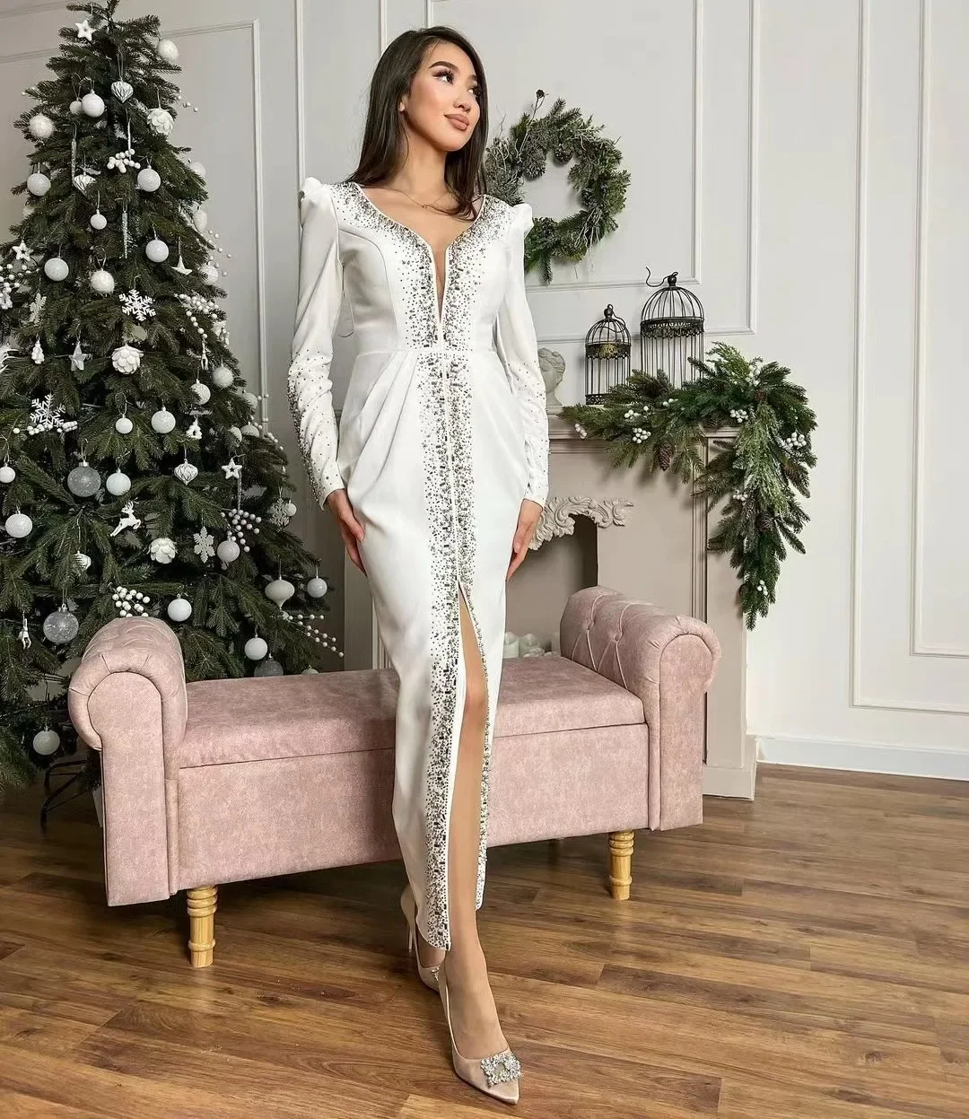 Handmade Hot Drill Front Slit Sexy Prom Dresses Long Sleeves Robes De Cocktail Party Women Wear Zipper Back Evening Dress
Handmade Hot Drill Front Slit Sexy Prom Dresses Long Sleeves Robes De Cocktail Party Women Wear Zipper Back Evening Dress