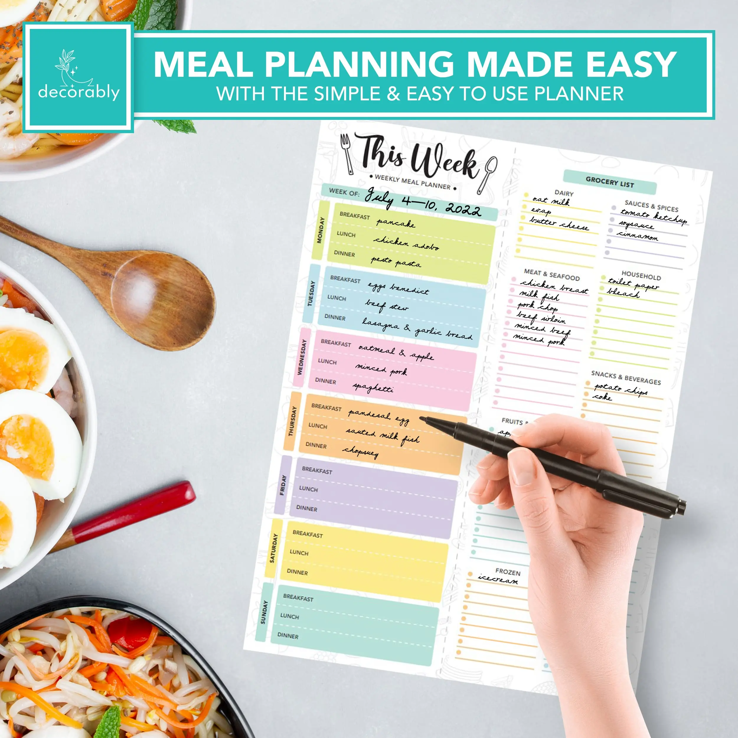 

Meal Refrigerator Magnetic Suction Removable Sticker Week Planner Sticky List Notepad Notebook Fitness Menu Healthy Recipe Sheet