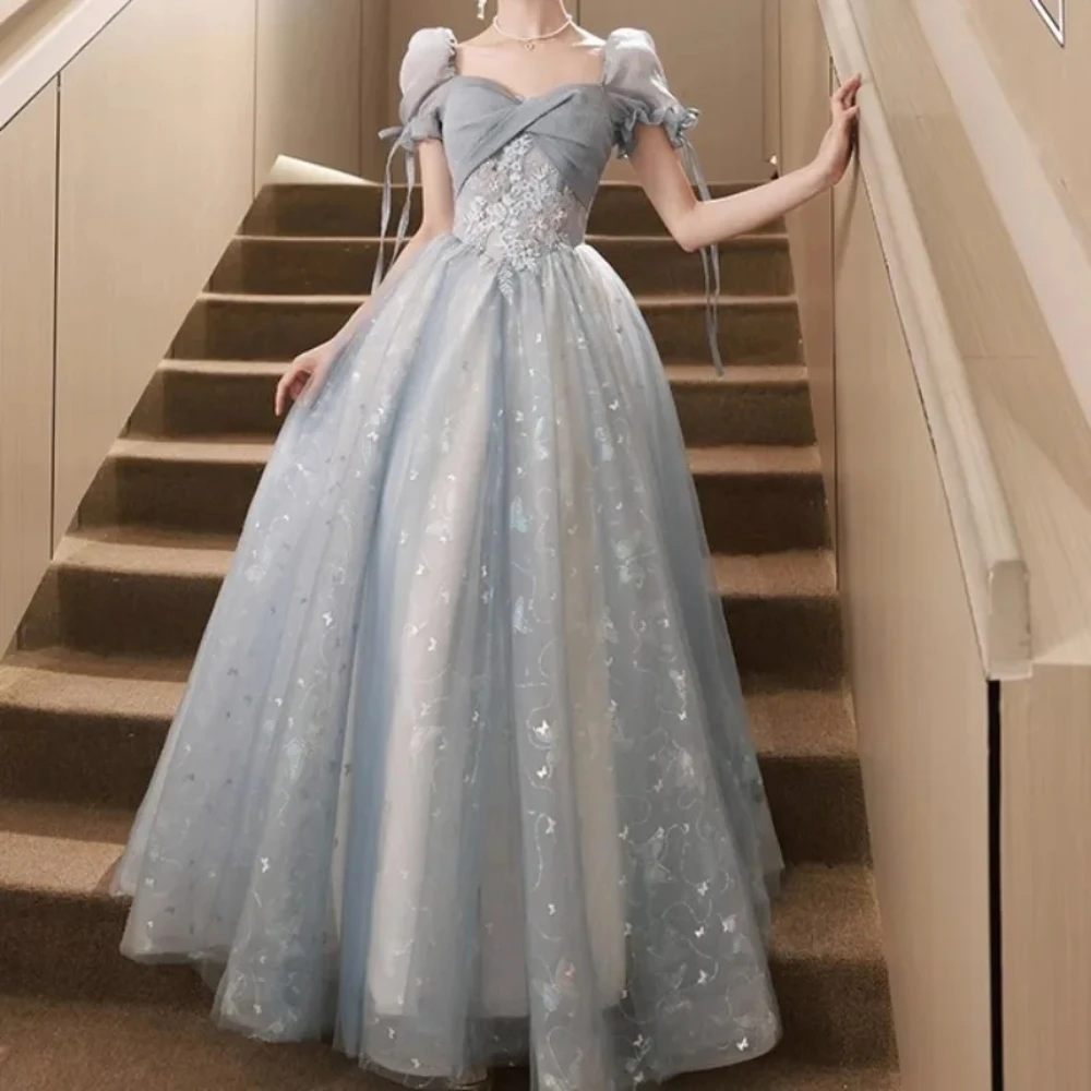 Elegant Evening Dress Crisscross Square Collar Sequins Appliques Lace Up A-Line Short Sleeves 2024 New Slim Waist Formal Dress
Elegant Evening Dress Crisscross Square Collar Sequins Appliques Lace Up A-Line Short Sleeves 2024 New Slim Waist Formal Dress