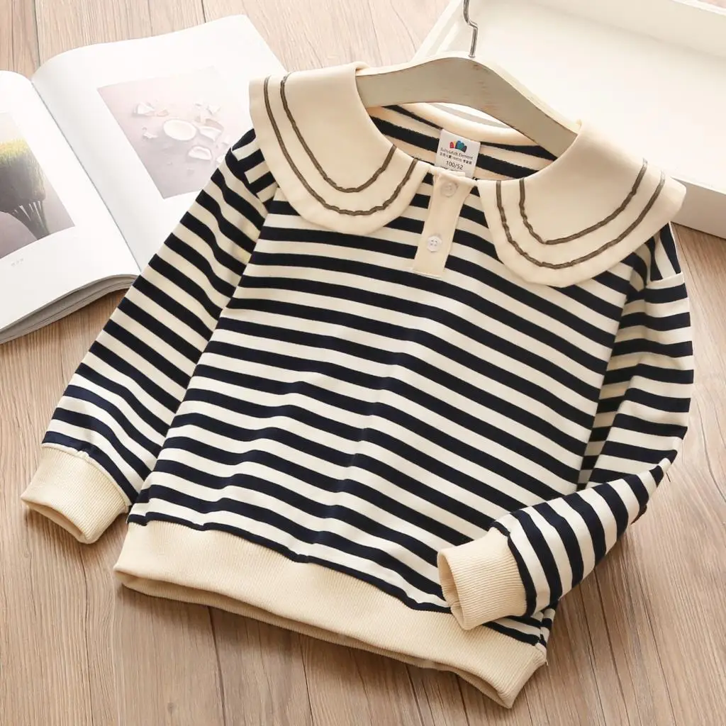 2023 Autumn Spring 2 3 4 5 6 7 8 9 10 Years Casual Long Sleeve Peter Pan Collar Cotton Striped Sweatshirts For Kids Baby Girls
2023 Autumn Spring 2 3 4 5 6 7 8 9 10 Years Casual Long Sleeve Peter Pan Collar Cotton Striped Sweatshirts For Kids Baby Girls