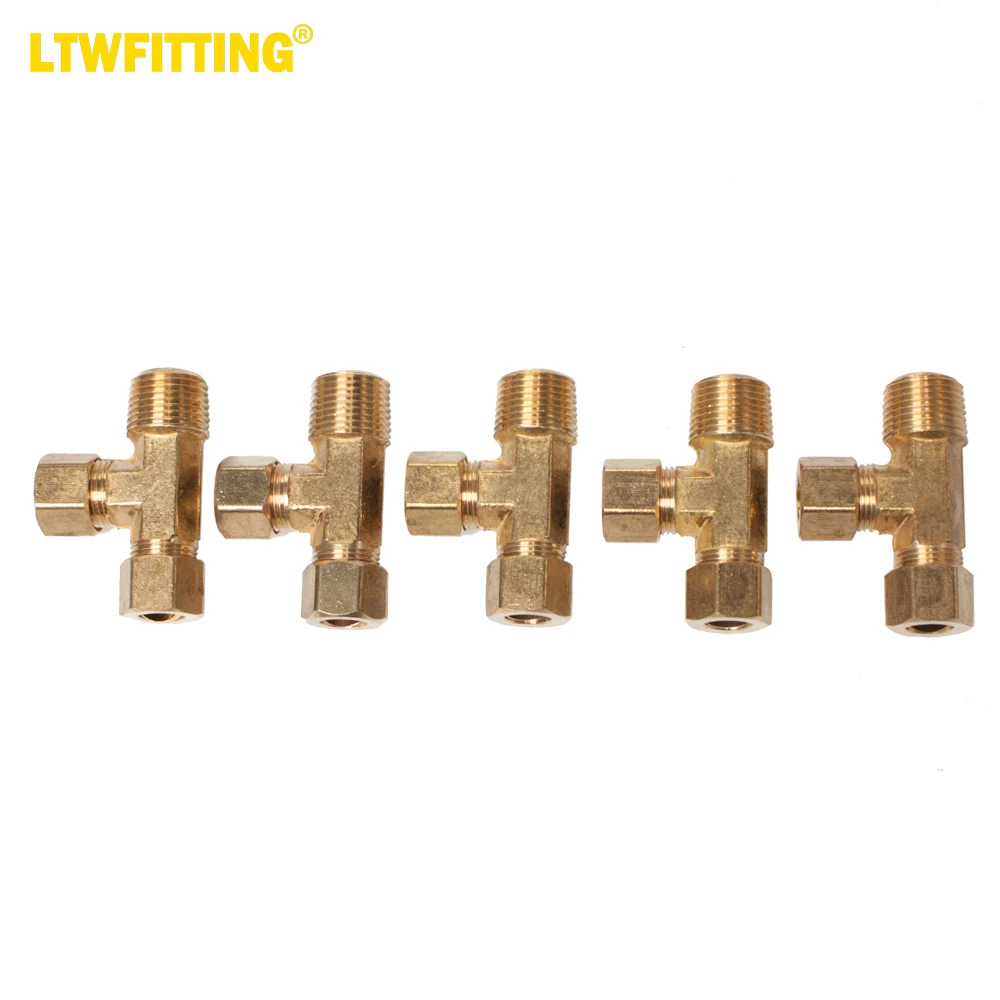 

LTWFITTING Brass 3/8-Inch OD x 3/8-Inch OD x 3/8-Inch Male NPT Compression Run Tee Fitting(Pack of 5)