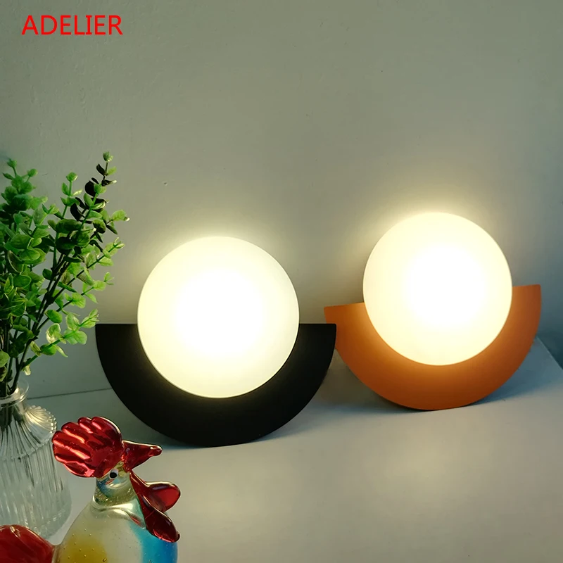 

Nordic LED Colored Acrylic Ball Wall Lamp Simple Bedroom Bedside Living Aisle Corridor Study Home Decor Wall Sconce Light