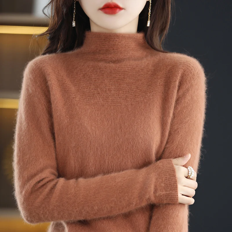 Semi-High-Necked Bottoming Shirt Women's Autumn And Winter New Temperament With Mink Cashmere Sweater Long Sleeve Slim Solid
Semi-High-Necked Bottoming Shirt Women's Autumn And Winter New Temperament With Mink Cashmere Sweater Long Sleeve Slim Solid