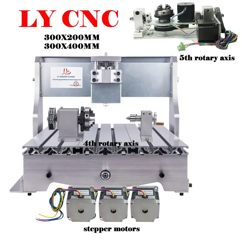 

DIY CNC Frame 3040 3020 5 Axis 4 Axis for CNC Metal Wood Router Milling Engraving Machine with Stepper Motors and Couplings Kit