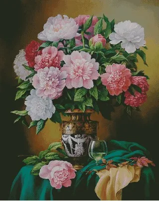 Peonies in Vase Fower 18CT 14CT Canvas Unprinted Top Quality Cross Stitch Kits Embroidery DIY Handmade Needlework Home Decor
Peonies in Vase Fower 18CT 14CT Canvas Unprinted Top Quality Cross Stitch Kits Embroidery DIY Handmade Needlework Home Decor