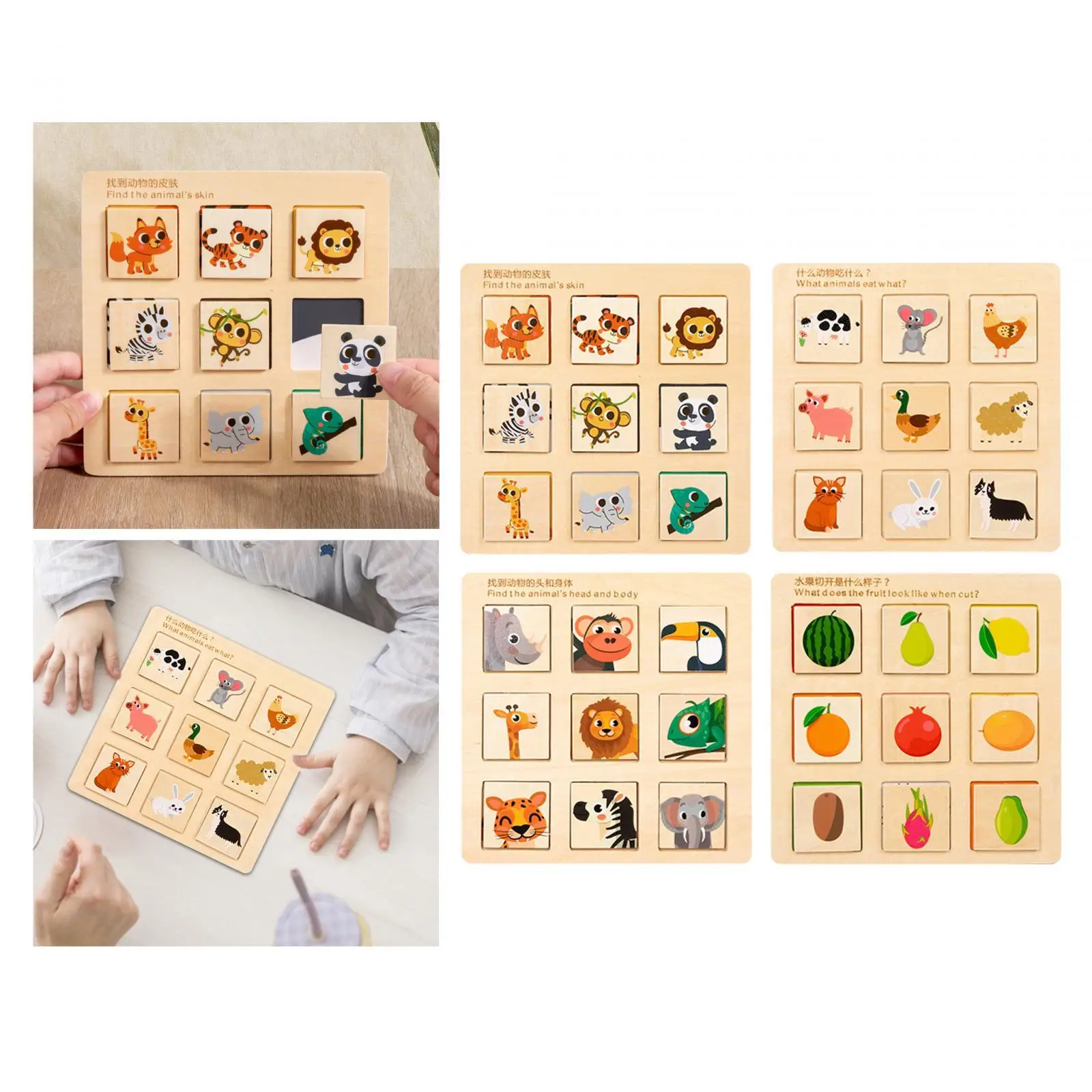 

Wooden Matching Puzzle Board Children Hands on Ability Early Learning Learning Toy for Kids Ages 2-4 Boy and Girl Birthday Gifts