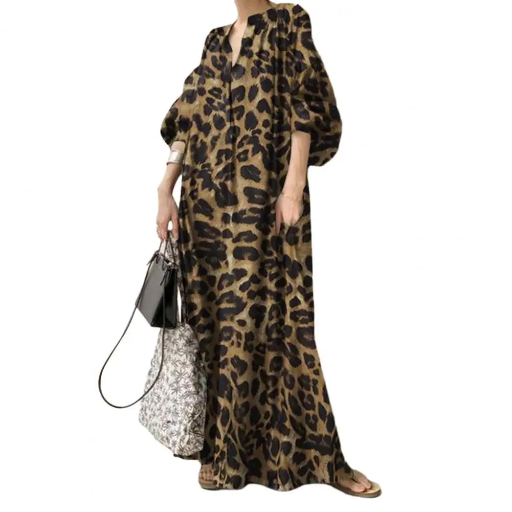 Bohemian Style Leopard Print Dress Stand Collar Oversized Fit Half Sleeve Dress Women 2023
Bohemian Style Leopard Print Dress Stand Collar Oversized Fit Half Sleeve Dress Women 2023