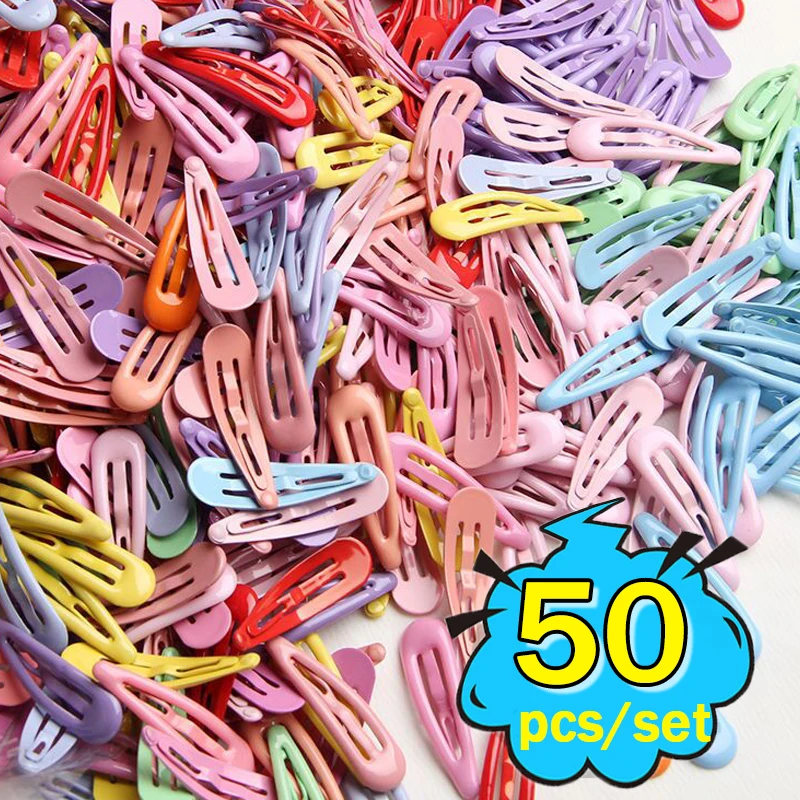 

10/40pcs Candy Color Snap Hair Clips Women Girls Cute Metal BB Hairpins Barrettes Sweet Waterdrop Bobby Slid Pins Headwear