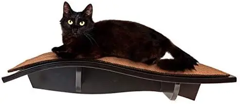 

Perch, -Mounted Wooden Shelf for Your Pet, Attractive Curved Wood Ledge Encourages Natural Activity & Fun Exercise for Your Sem