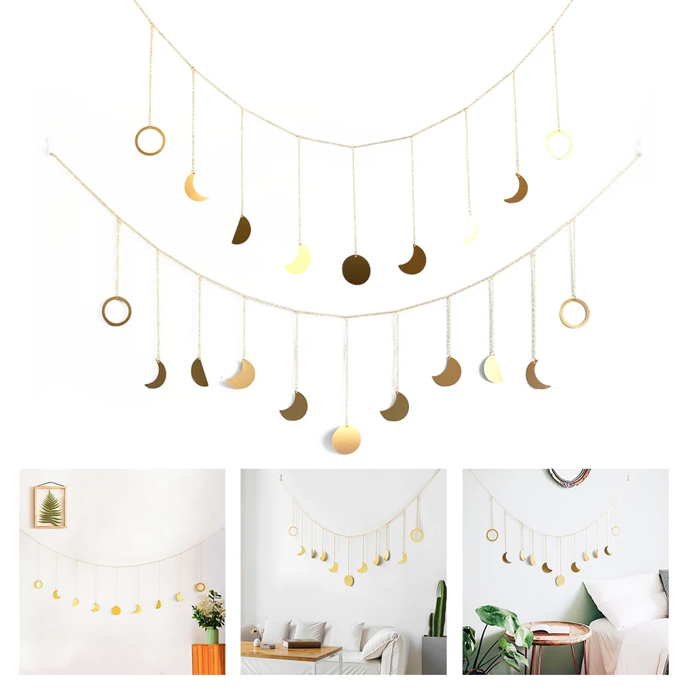 Metal Moon Phase Wall Hanging - Boho Celestial Decor 4 S429dad032bd245f2898e9b90bc866b4fm