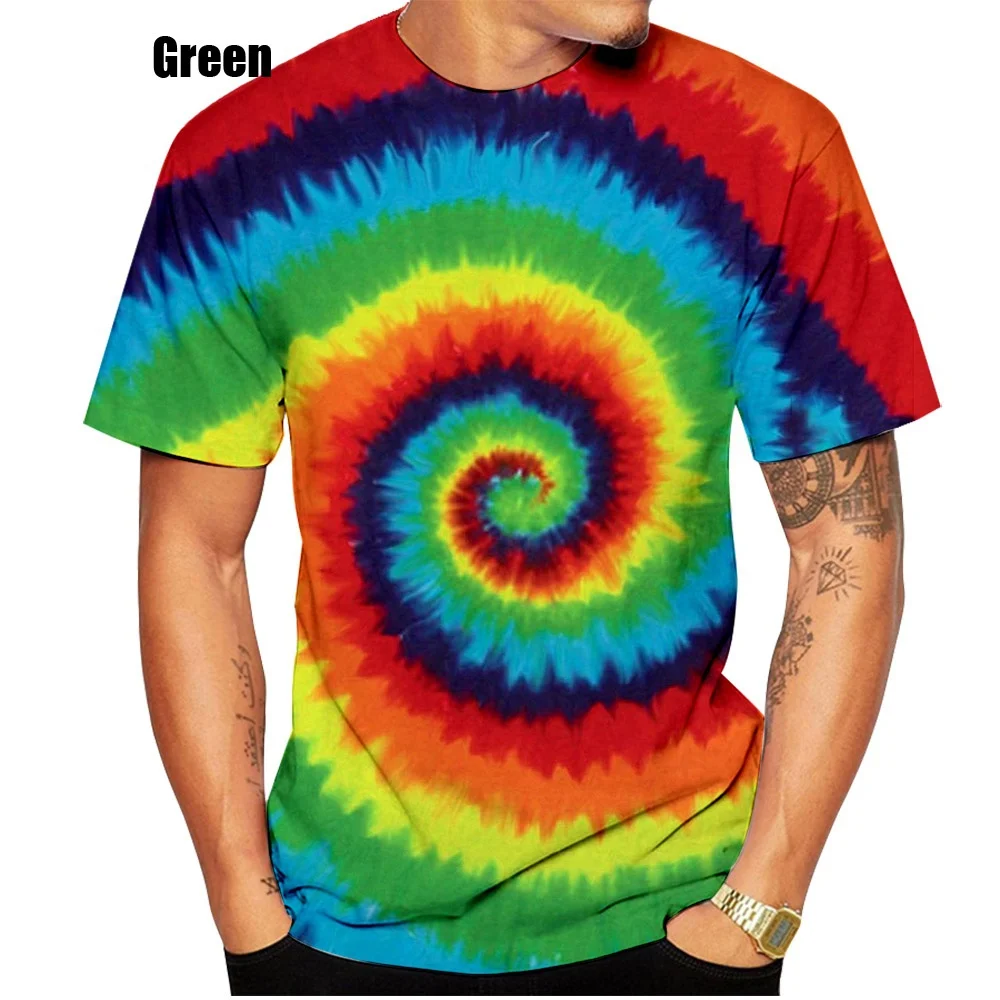 

2023 Fashion Men/women Colorful Tie Dye Pattern Printing 3DT Shirt Men's Unisex Fashion Round Neck T-shirt