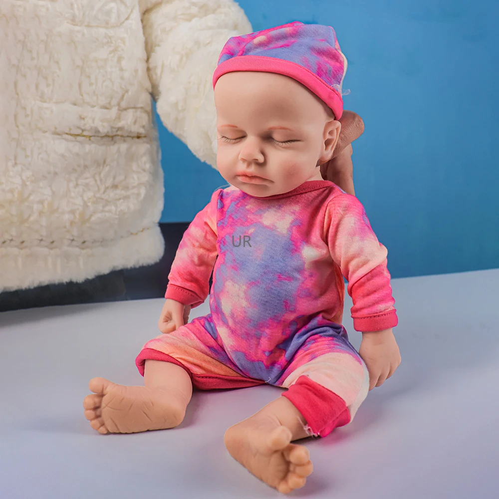 

Realistic Soft 12 Inch 31Cm Full Solid Silicone Sleepy Closed Eyes Reborn Baby Girl Small Kids 1Kg 2.3Lbs Unpainted