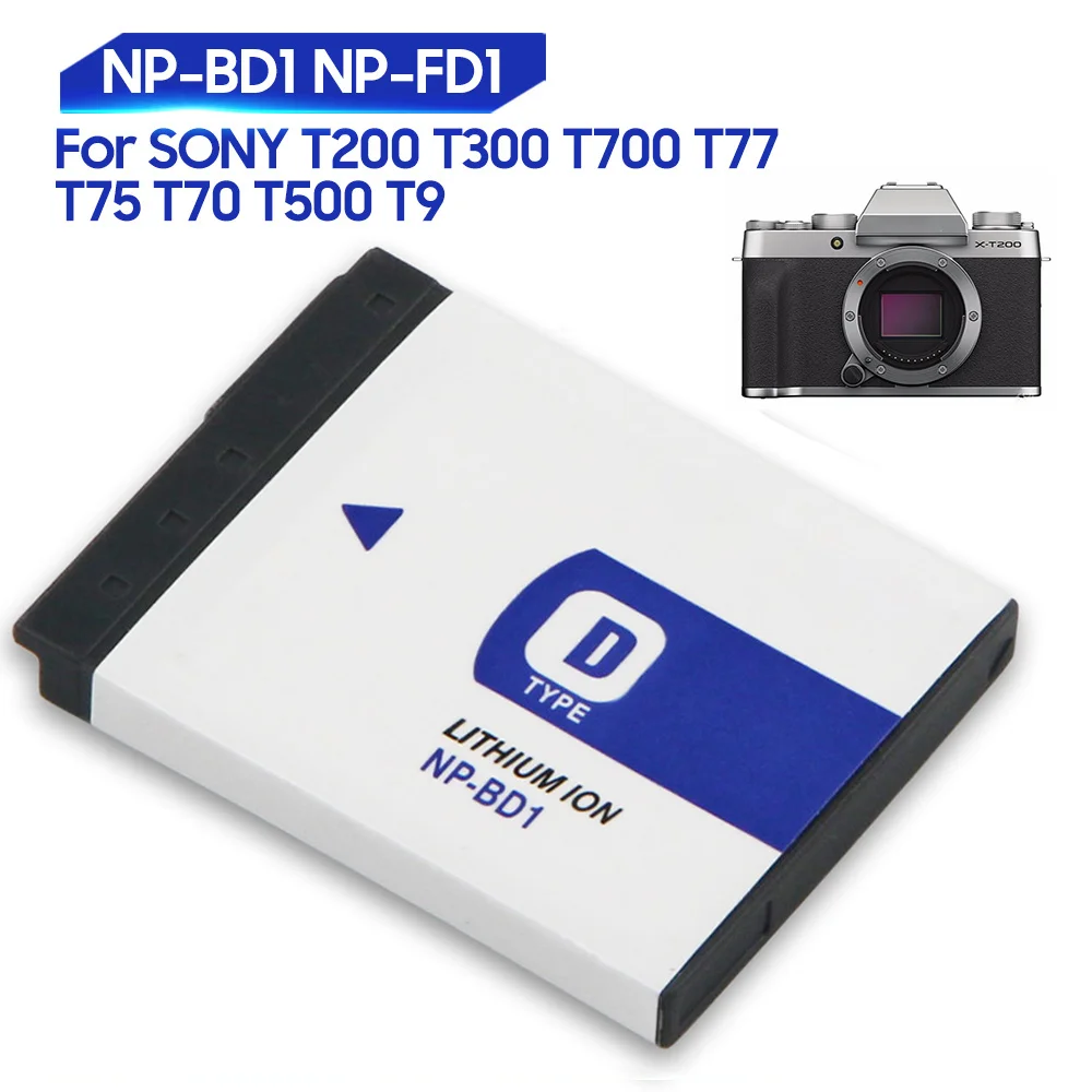 

Replacement Battery NP-BD1 NP-FD1 For Sony DSC-T900 T500 T200 T300 T700 T2 TX1 T90 T77 T75 T70 Digital Camera Battery 680mAh