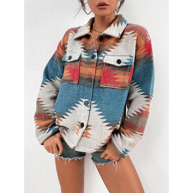 Spring New Fashion Polo Collar Single Breasted Women Jacket Jacquard Ethnic Style Female Woolen Coat Woman Top
Spring New Fashion Polo Collar Single Breasted Women Jacket Jacquard Ethnic Style Female Woolen Coat Woman Top