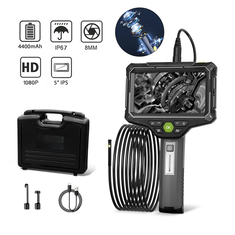 5 Inch IPS Screen Industrial Endoscope Camera Rigid Cable 8mm Triple&Dual Lens1080P Handheld Inspection Borescope For Car Engine
5 Inch IPS Screen Industrial Endoscope Camera Rigid Cable 8mm Triple&Dual Lens1080P Handheld Inspection Borescope For Car Engine