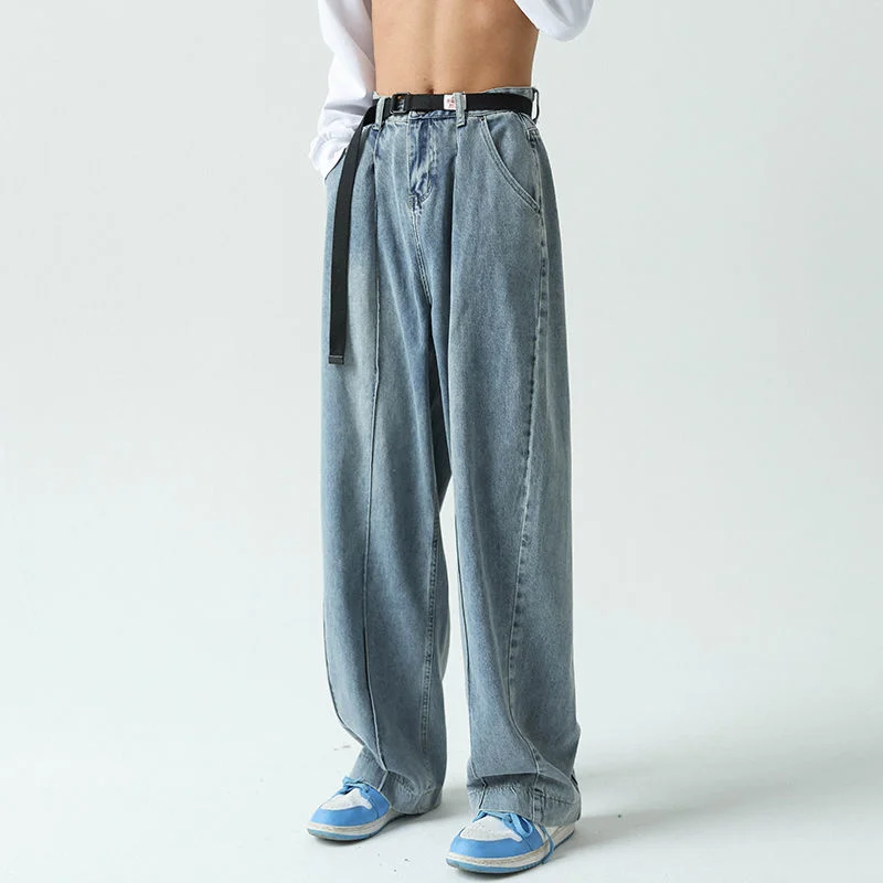 Stitching Solid Color Mopping Jeans Men Casual Straight Wide-leg Trousers Hiphop Street Overalls Thin Four-season Pants Oversize
Stitching Solid Color Mopping Jeans Men Casual Straight Wide-leg Trousers Hiphop Street Overalls Thin Four-season Pants Oversize
