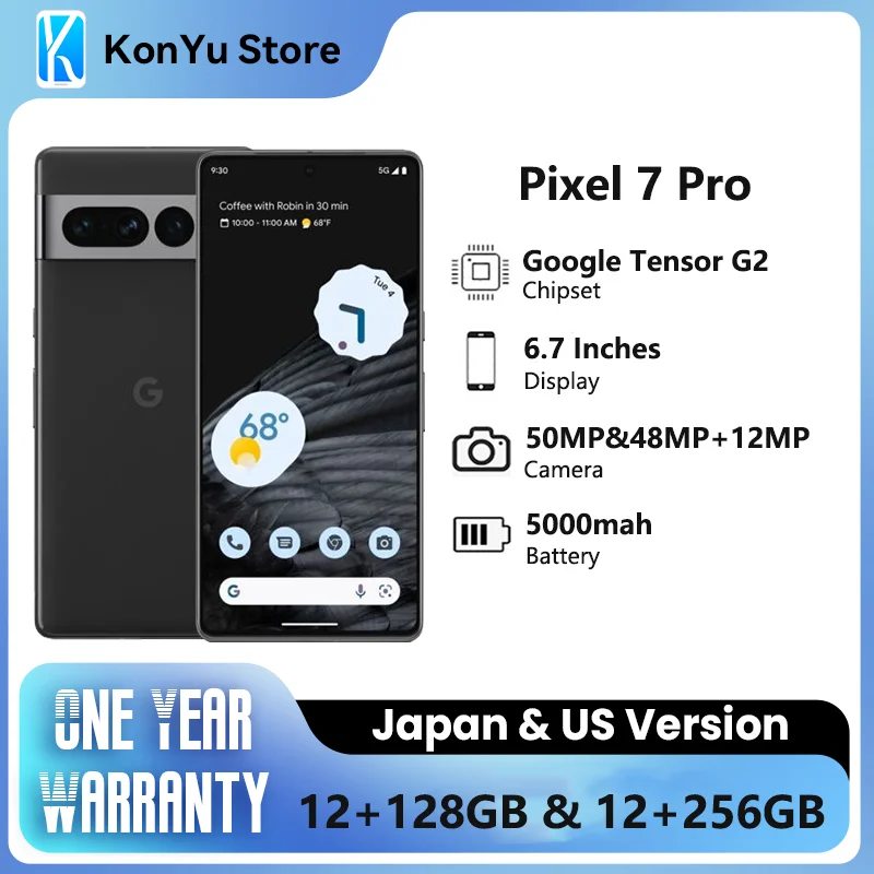 

Original Google Pixel 7 Pro 5G Smartphone 12GB RAM 128GB/256GB ROM 6.7" NFC Octa Core Android 13 IP68 dust/water resistant