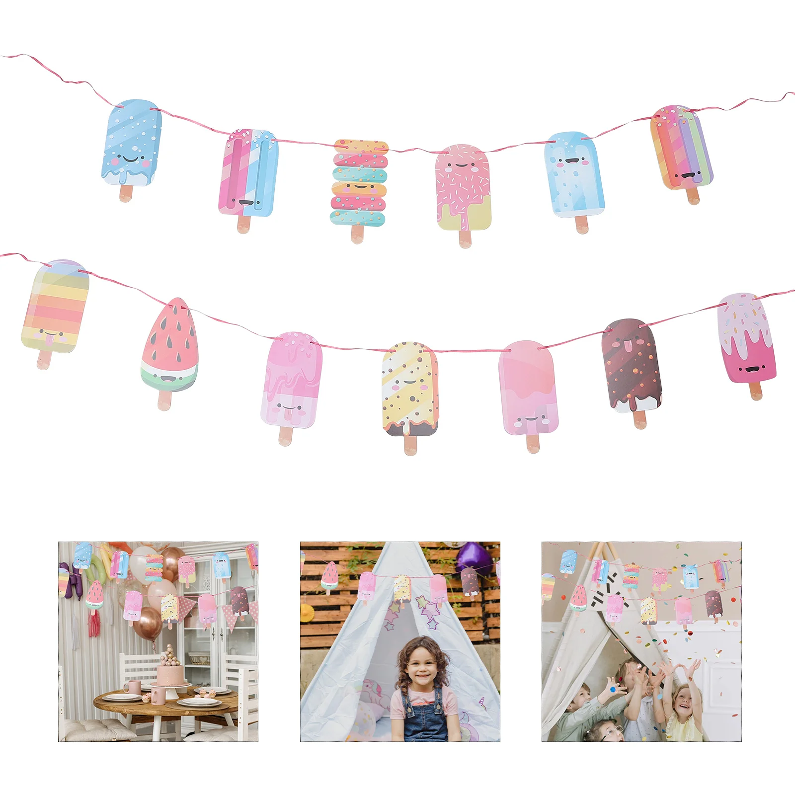Ice Cream Banner Party Garland Popsicle Birthday Decorations Bunting Streamer Summer Bar Decor Signs Flag Theme Supplies Favors
Ice Cream Banner Party Garland Popsicle Birthday Decorations Bunting Streamer Summer Bar Decor Signs Flag Theme Supplies Favors