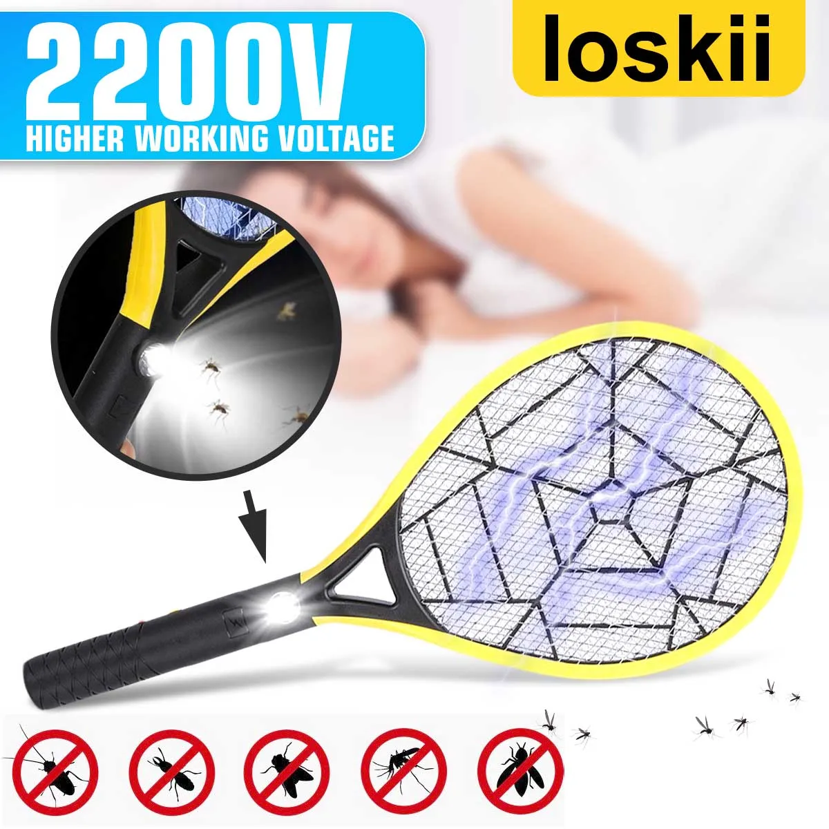Electric Mosquito Swatter Racket Killer Fly Insect Zapper Bat Handheld Cordless Portable Control For Bedroom Insects US Plug
Electric Mosquito Swatter Racket Killer Fly Insect Zapper Bat Handheld Cordless Portable Control For Bedroom Insects US Plug