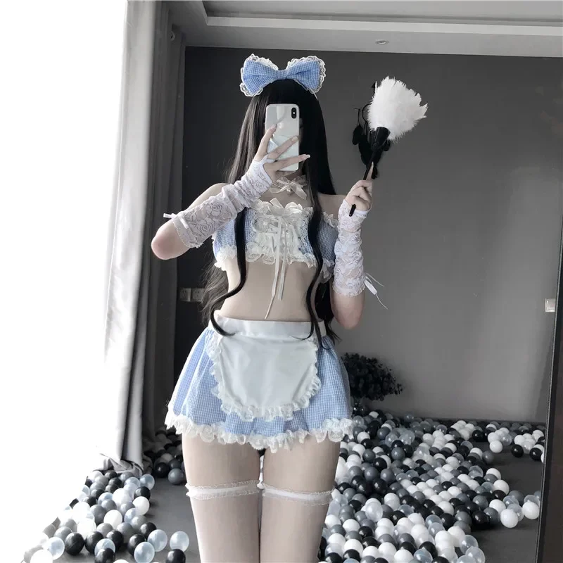 

Sexy Lingerie Porno Party Anime Maid Cosplay Costume Kawaii Underwear Erotic Outfit for Woman Chest Wrap servant Dress Sleepwear