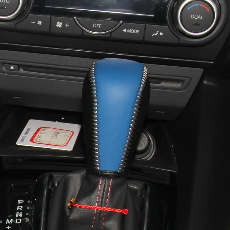 

LS AUTO Genine leather gear stick shift knob cover For Mazda AXEL AT auto accessories Case ppc cpr pen cover gear shift knob