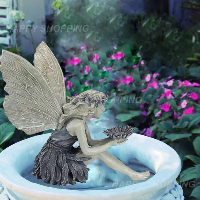 

Сказочная статуэтка в виде цветка страны чудес, украшение для сада, искусственный ангел, A4z5, декоративные полимерные статуэтки, уличное крыло S P8r7